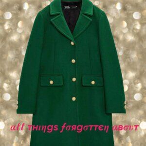 Green New W/O Tags Zara Coat